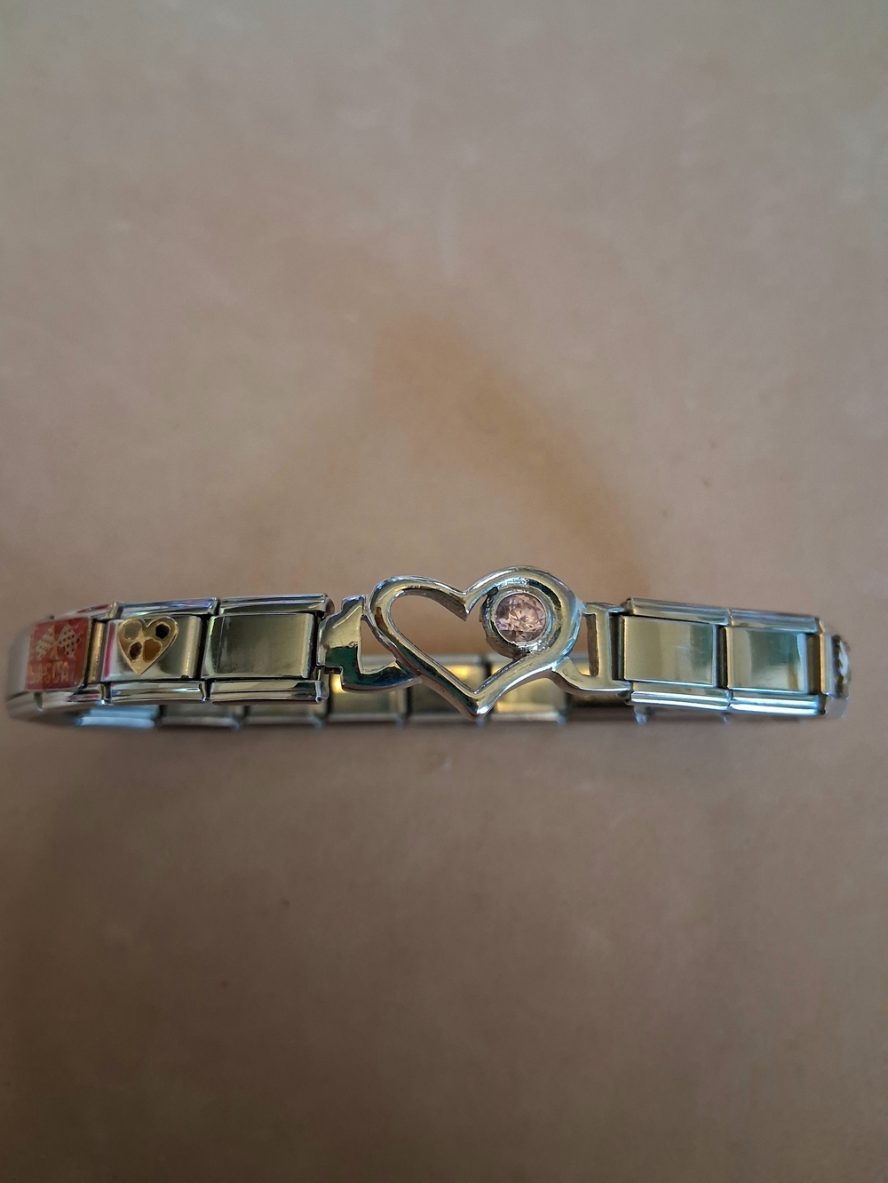 Vintage D'linQ Italian Stainless Steel Customizable Charm 7 1/2" Bracelet